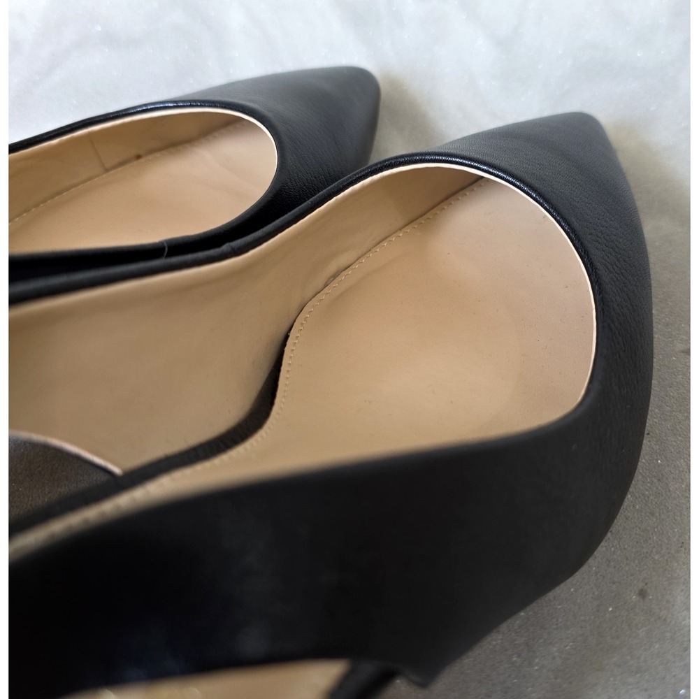 Vince Camuto Hamden Slingback Pumps Black Leather Block Heel Pointed Toe Sz 7.5 - Picture 9 of 16
